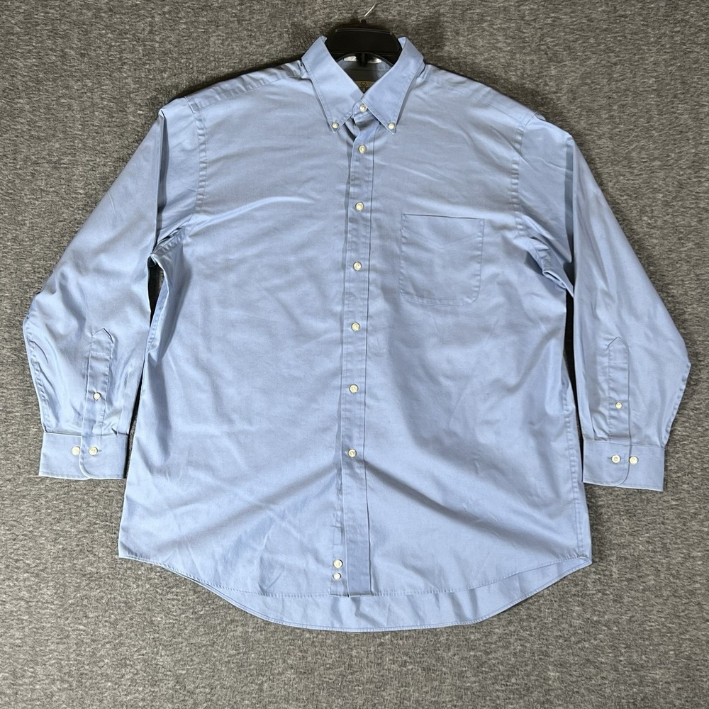 Enro Ultra Pinpoint Button Down Shirt Men's 17.5 34/35 Blue Long Sleeve